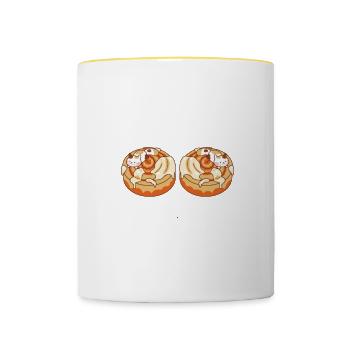 Propulsé par des brioches à la cannelle - Mug contrasté - blanc/jaune - Devant