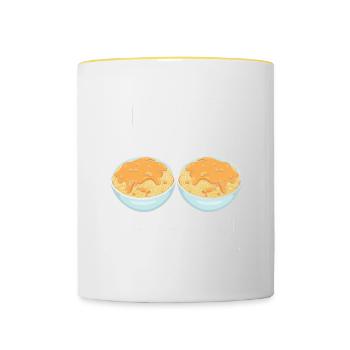 Powered By Macaroni And Cheese - Tasse zweifarbig - Weiß/Gelb - Vorne