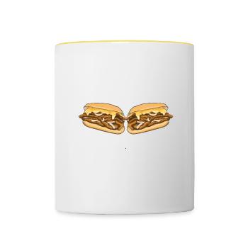 Propulsé par Philly Cheesesteak - Mug contrasté - blanc/jaune - Devant