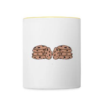 Propulsé par des biscuits aux pépites de chocolat - Mug contrasté - blanc/jaune - Devant