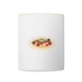 Powered By Spaghetti And Meatballs - Tasse zweifarbig - Weiß/Gelb - Vorne