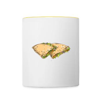 Powered By Chicken Quesadilla - Tasse zweifarbig - Weiß/Gelb - Vorne