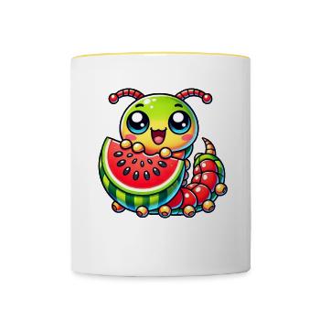 Centipede Melon Summer Fruit Watermelon - Contrasting Mug - white/yellow - Front