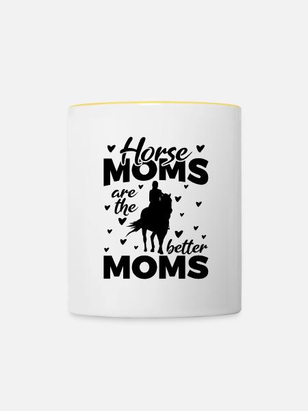 Pferde Mama - Tasse zweifarbig - Weiß/Gelb