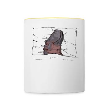 Official Hippopotamus Pyjamas Sleep Shirt - Contrasting Mug - white/yellow - Front