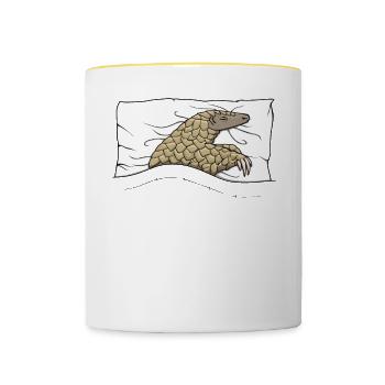 Pyjama pangolin officiel de la chemise de nuit - Mug contrasté - blanc/jaune - Devant
