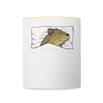 Official Sleep Shirt Quokka Pyjamas - Contrasting Mug - white/yellow - Front
