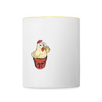 Powered By Chicken Pot Pie - Tasse zweifarbig - Weiß/Gelb - Vorne