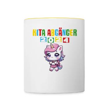 1 klasse 2024 Erstklässler Einschulung - Tasse zweifarbig - Weiß/Gelb - Vorne