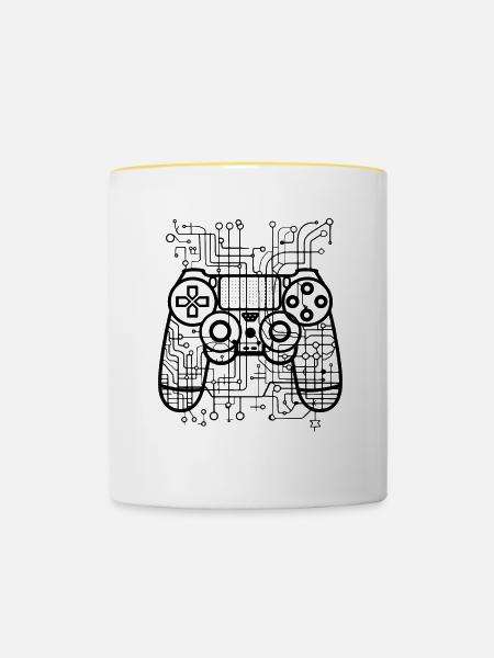Spiel Controller - Tasse zweifarbig - Weiß/Gelb