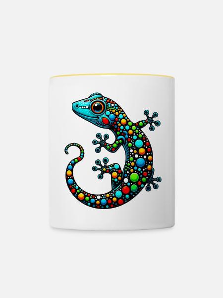 Gecko - Tasse zweifarbig - Weiß/Gelb
