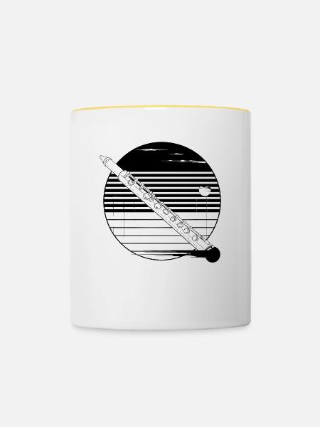 Flöte Skizze - Tasse zweifarbig - Weiß/Gelb