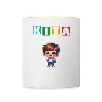 KITA Leavers School Child School Enrollment - Contrasting Mug - white/yellow - Front