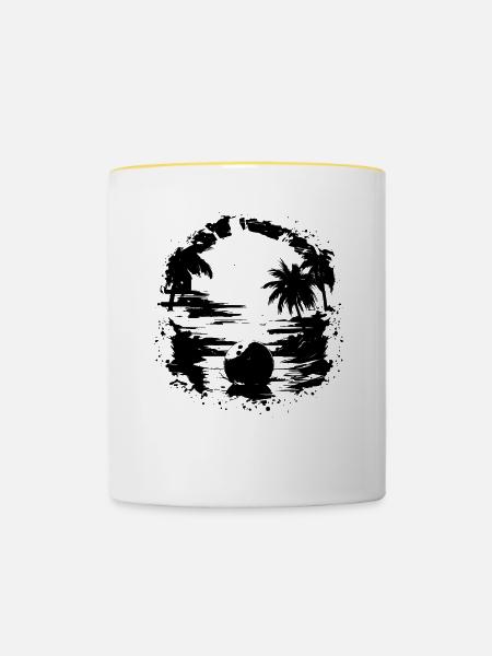 Bowling Grafik - Tasse zweifarbig - Weiß/Gelb