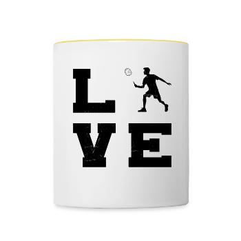 Badminton Squash Men's Badminton Badminton Player - Contrasting Mug - white/yellow - Front