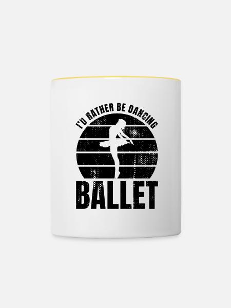Balletttänzerin Witz - Tasse zweifarbig - Weiß/Gelb