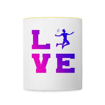 Men's Badminton Badminton Badminton Players - Contrasting Mug - white/yellow - Front