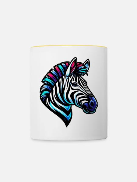 Zebra - Tasse zweifarbig - Weiß/Gelb
