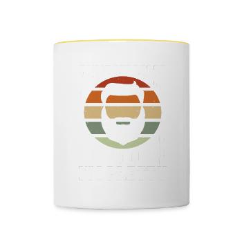Citation de barbe, Touche ma barbe et dis-moi que je suis jolie - Mug contrasté - blanc/jaune - Devant
