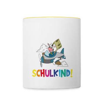 Écoliers 2024 Inscriptions scolaires Retour à l’école - Mug contrasté - blanc/jaune - Devant