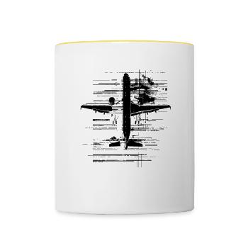 Flugzeug - Tasse zweifarbig - Weiß/Gelb - Vorne