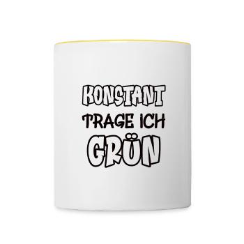 Constantly I wear green Saying Color green - Contrasting Mug - white/yellow - Front