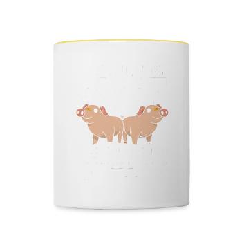 BBQ Mettez de la viande dans votre bouche en allant vouloir avaler - Mug contrasté - blanc/jaune - Devant