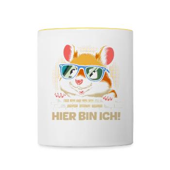 Here I am! Hamster - Contrasting Mug - white/yellow - Front