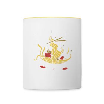 Send Noods Funny Japanese Ramen Noodle - Tasse zweifarbig - Weiß/Gelb - Vorne