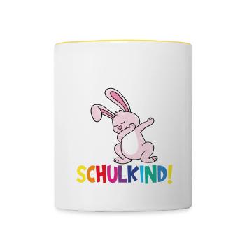 Écolier 2024 entrant à l'école - Mug contrasté - blanc/jaune - Devant