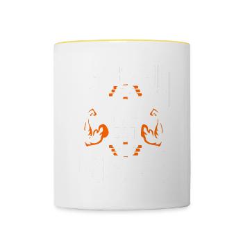I Workout So I Can Eat Garbage Fitness Gym Racoon - Contrasting Mug - white/yellow - Front