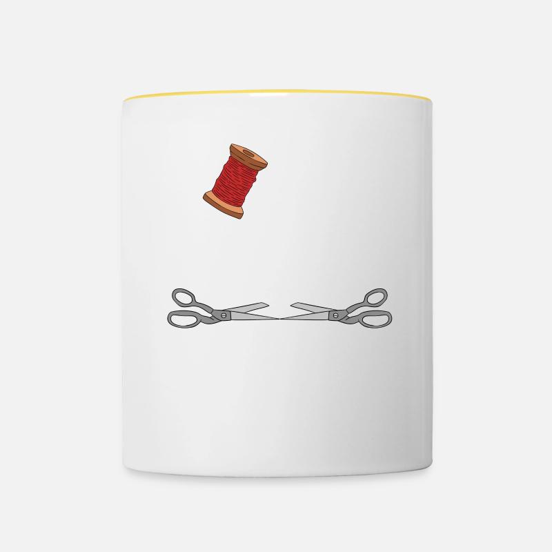 Broderie Perles Motif de broderie Point de croix - Mug contrasté - blanc/jaune