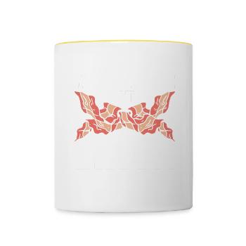 Tu m’as eu au bacon - Mug contrasté - blanc/jaune - Devant