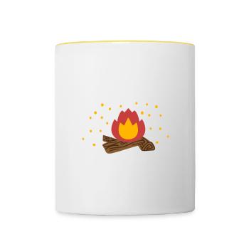 Je veux faire du camping et sentir comme un feu de camp - Mug contrasté - blanc/jaune - Devant