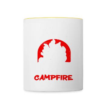 Je veux faire du camping et sentir comme un feu de camp - Mug contrasté - blanc/jaune - Devant