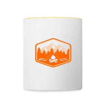 Je veux faire du camping et sentir comme un feu de camp - Mug contrasté - blanc/jaune - Devant