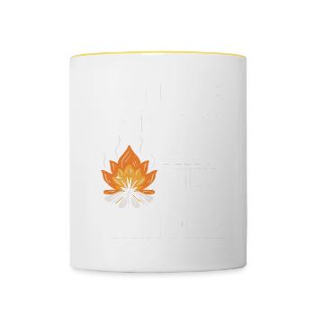 Je veux faire du camping et sentir comme un feu de camp - Mug contrasté - blanc/jaune - Devant
