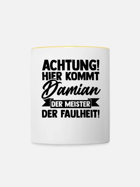 Vorname Damian - Tasse zweifarbig - Weiß/Gelb