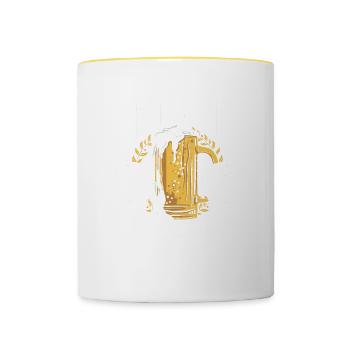Boire Des Bières Et Laisser Pousser Des Barbes, Drôle De Barbe - Mug contrasté - blanc/jaune - Devant