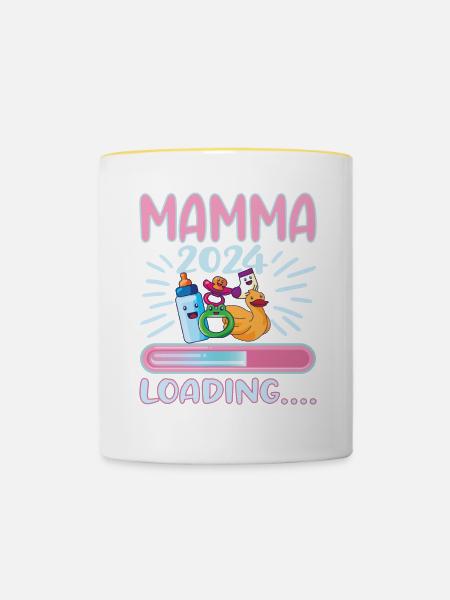 Super Mamma 2024 Loading - Tasse zweifarbig - Weiß/Gelb