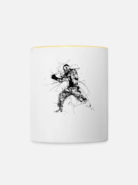 Kickboxer Skizze - Tasse zweifarbig - Weiß/Gelb