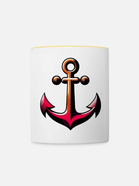 Ein Anker - Tasse zweifarbig - Weiß/Gelb