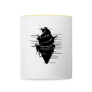 Dessin de crème glacée - Mug contrasté - blanc/jaune - Devant