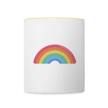Event Staff Front Design Party Crew Pride LGBT - Tasse zweifarbig - Weiß/Gelb - Vorne