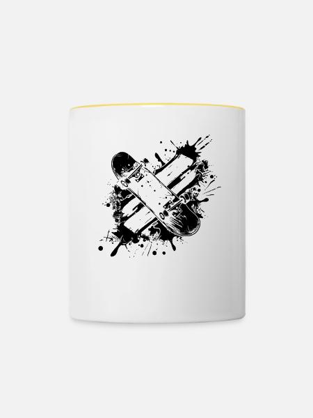 Skateboard Graffiti - Tasse zweifarbig - Weiß/Gelb
