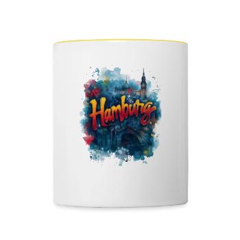 Hamburg - Tasse zweifarbig - Weiß/Gelb - Vorne