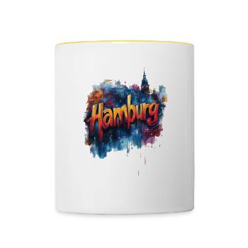 Hamburg - Tasse zweifarbig - Weiß/Gelb - Vorne