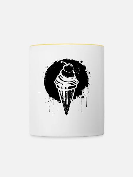 Eiscreme - Tasse zweifarbig - Weiß/Gelb