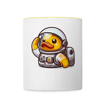 Astronaut Duck, Yellow Rubber Duck & Rubber Duck - Contrasting Mug - white/yellow - Front