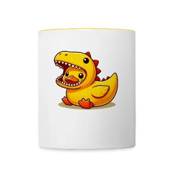 Dino Duck, Yellow Rubber Duck & Rubber Duck - Contrasting Mug - white/yellow - Front